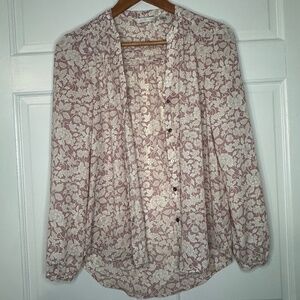 Lauren Conrad :LC Long Sleeve Pink & White Floral Blouse - size XS